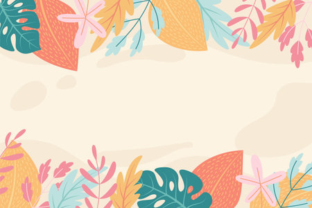 Summer background vector design with tropical leavesのイラスト素材