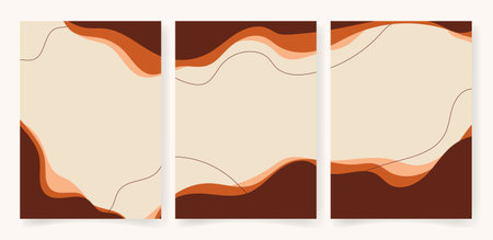 Abstract posters set. Contemporary Matisse organic shapes decorative element. Vector art print, wall decor.のイラスト素材