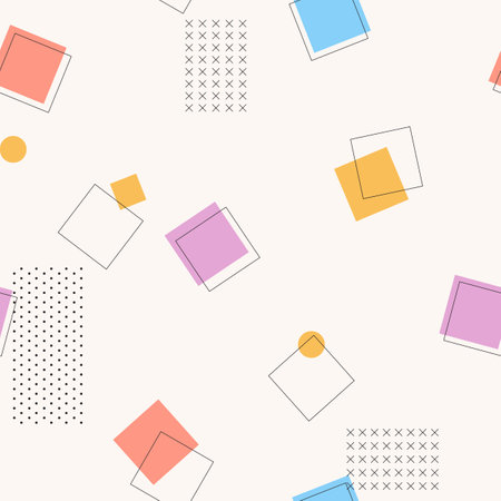 Soft colored memphis pattern designのイラスト素材