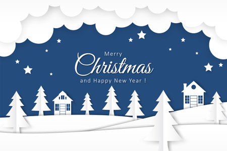 Christmas background in paper style designのイラスト素材