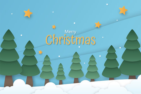Christmas background in paper style designのイラスト素材
