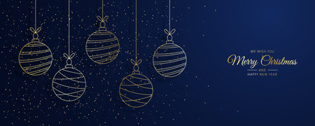 Christmas background with hanging Christmas ball decorationsのイラスト素材