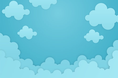 Cloud background in paper cut styleのイラスト素材