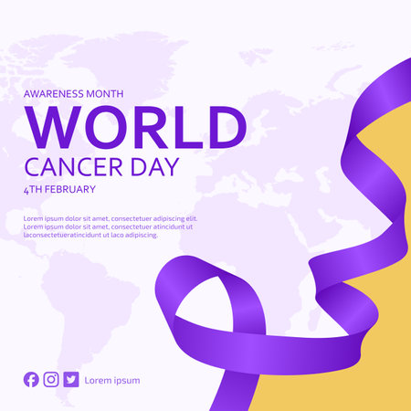 World cancer day flat design background with ribbon illustrationのイラスト素材