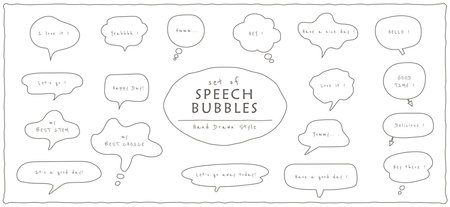 Hand drawn simple speech bubble set frame collectionのイラスト素材