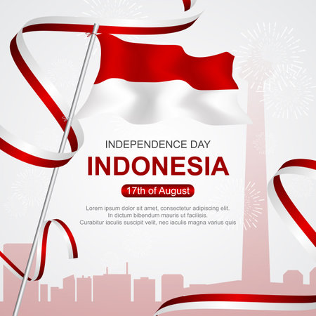 Illustration of Indonesian independence day celebrationのイラスト素材