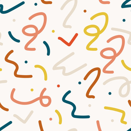 Colorful line doodle seamless patternのイラスト素材
