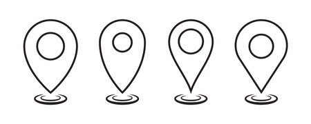 Flat style of location pin icon. Map pin place marker. Map marker pointer icon set. GPS location symbol collection.のイラスト素材