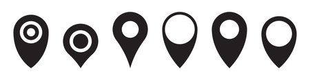 Flat style of location pin icon. Map pin place marker. Map marker pointer icon set. GPS location symbol collection.のイラスト素材