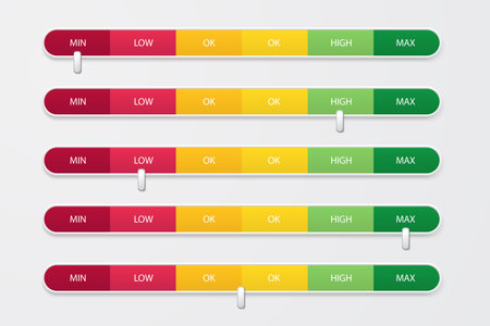 Scale or indicator level meter with colorful levels
