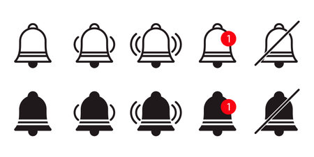 Set of simple bell notification iconsのイラスト素材