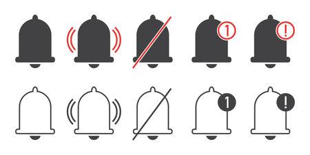 Set of simple bell notification iconsのイラスト素材