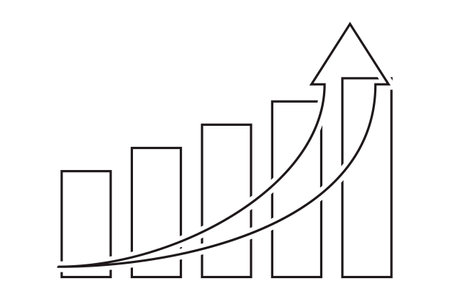 Progress growth graph icon with increase arrow signのイラスト素材