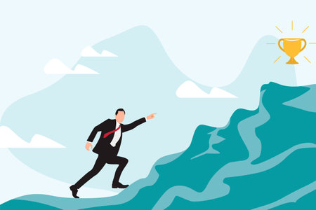 Businessman climbs the mountain to get successのイラスト素材
