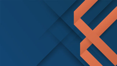 Dark blue geometric layers with orange folded paper backgroundのイラスト素材