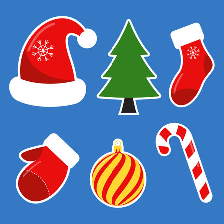 Collection of cute Christmas stickersのイラスト素材