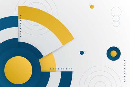 Geometric background with blue and yellow circle shapesのイラスト素材