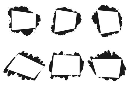 Set of frames in black grunge styleのイラスト素材