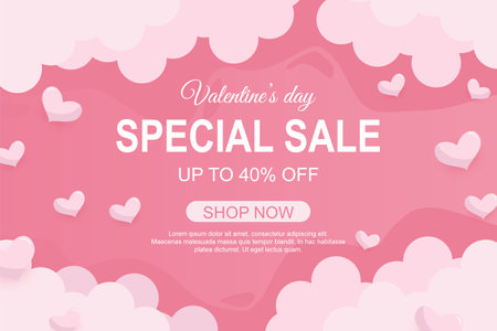 Valentine's Day sale background in paper cut styleのイラスト素材
