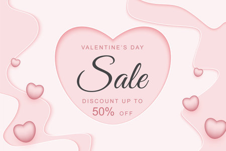 Valentine's Day sale background in paper cut styleのイラスト素材