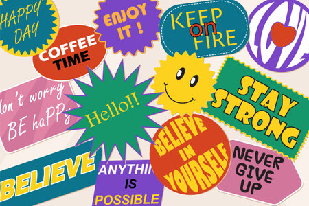 Set of motivational sticker designのイラスト素材