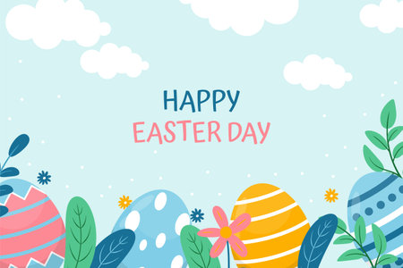 Easter background with cute Easter egg illustrationのイラスト素材