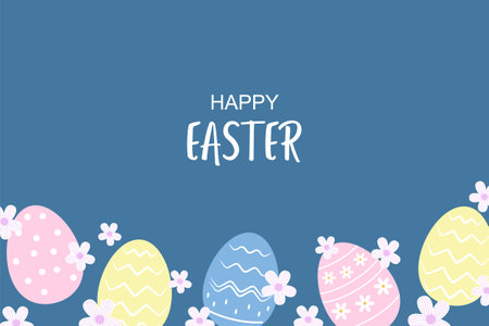 Easter background with cute Easter egg illustrationのイラスト素材