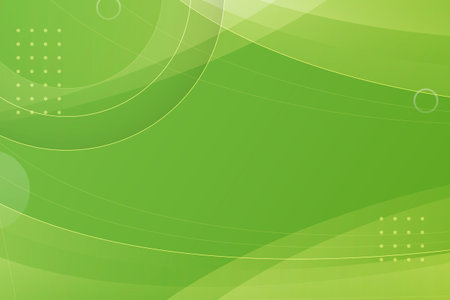 Green abstract background with curved lines and dotted elementsのイラスト素材