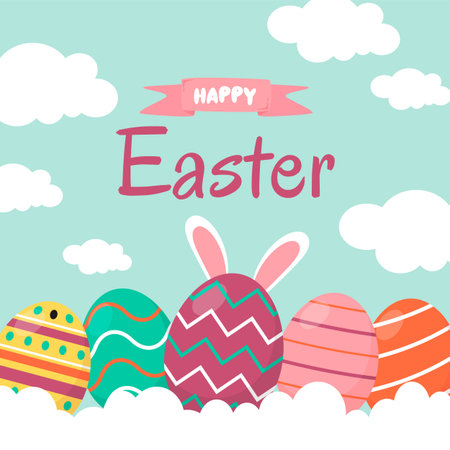 Flat background for easter day celebrationのイラスト素材