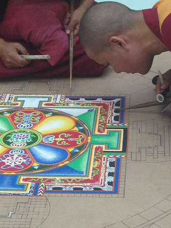 Buddhist monks mandala of peace-building in national museum of Reggio Calabriaの素材