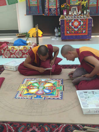 Buddhist monks mandala of peace-building in national museum of Reggio Calabriaの素材