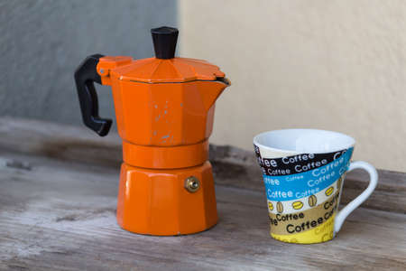coffee pot with cupの写真素材