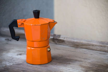 coffee pot, orange coffee machineの写真素材