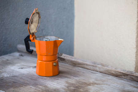 coffee pot, orange coffee machineの写真素材