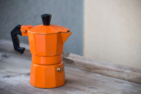 coffee pot, orange coffee machineの写真素材