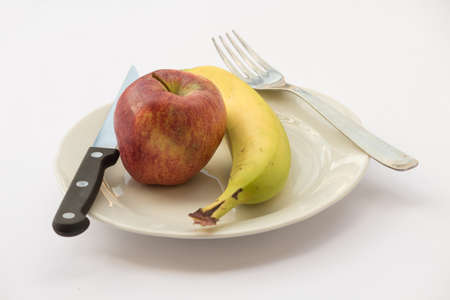 fruit diet apple and bananaの写真素材