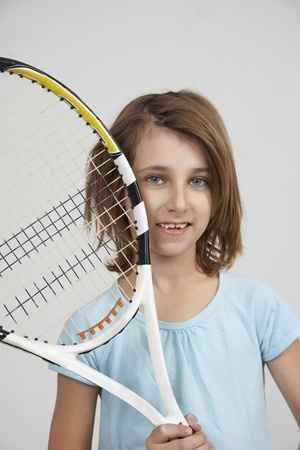 girl with tennis racketの写真素材