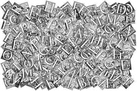 Drop Cap collage on white backgroundの写真素材