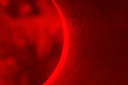 Abstract illustration of futuristic red tunnelの写真素材