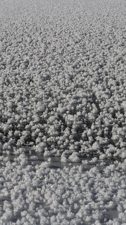 Frozen lake in winter, close-up of ice crystals.の写真素材