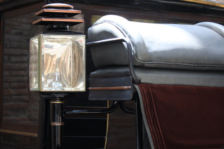 Lantern in a restaurant in Paris, France on a sunny dayの写真素材