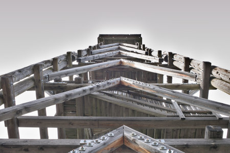 Wooden building on the top of a mountain in South Korea.の写真素材