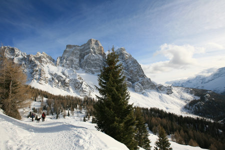Winter in the italian alps, Dolomites, Italyの写真素材