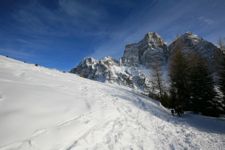 Winter in the italian alps, Dolomites, Italyの写真素材