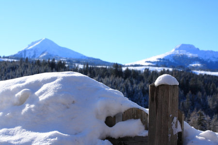 Winter in the Swiss Alps (Braunwald, Switzerland)の写真素材
