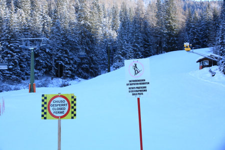 Ski resort in the Alps, Austria. Ski slopes in winter.の写真素材