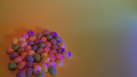 Colorful easter eggs on a colorful background. Easter concept.