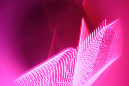 abstract background with a glowing wavy pattern, neon lines and bokeh