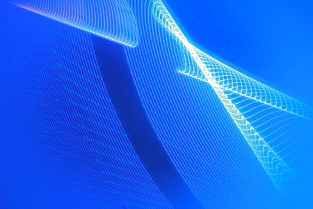 abstract background with smooth lines in blue colors, concept of science and technologyの写真素材