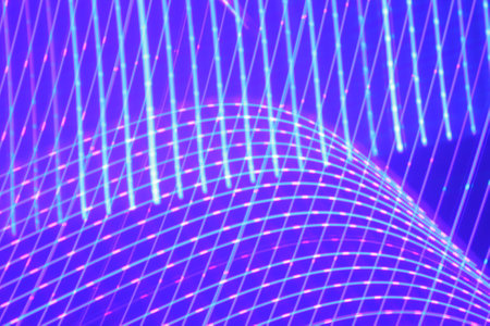 abstract background with blue and purple neon lines. 3d renderingの写真素材